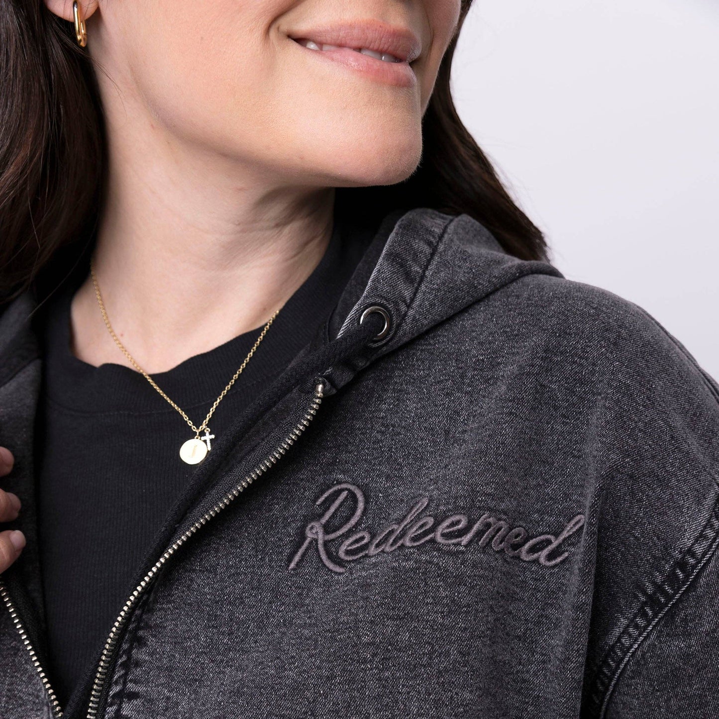 Vintage Washed Redeemed Denim Hoodie