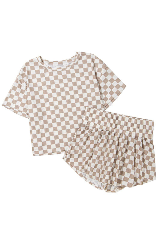 Brittney Apricot Checkered Set