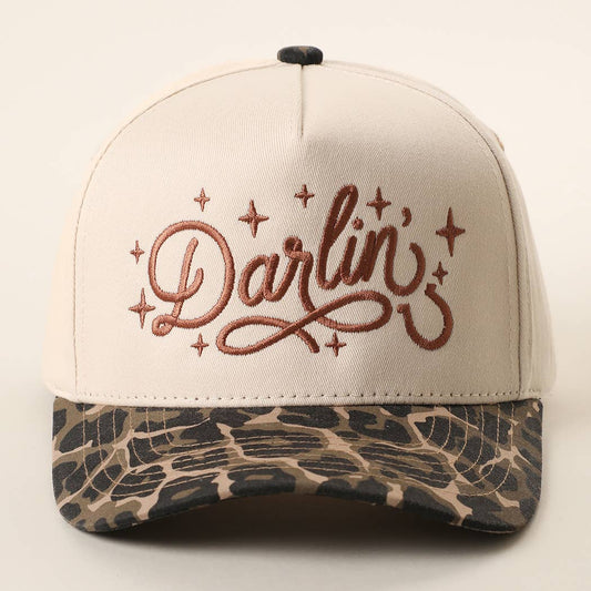 Darlin' Embroidered Printed Brim Trucker Hat