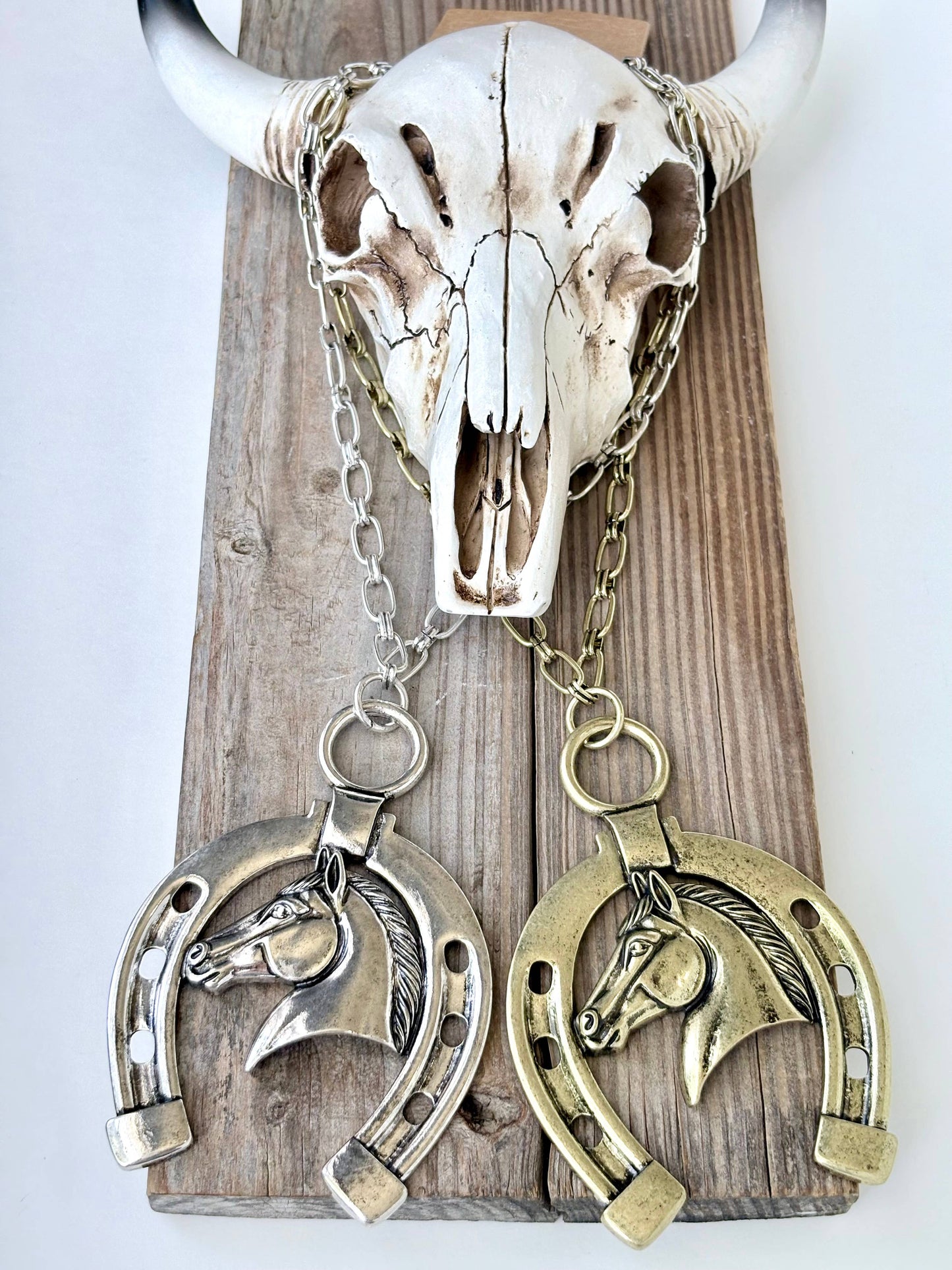 Western Horse with Horseshoe Statement Necklace