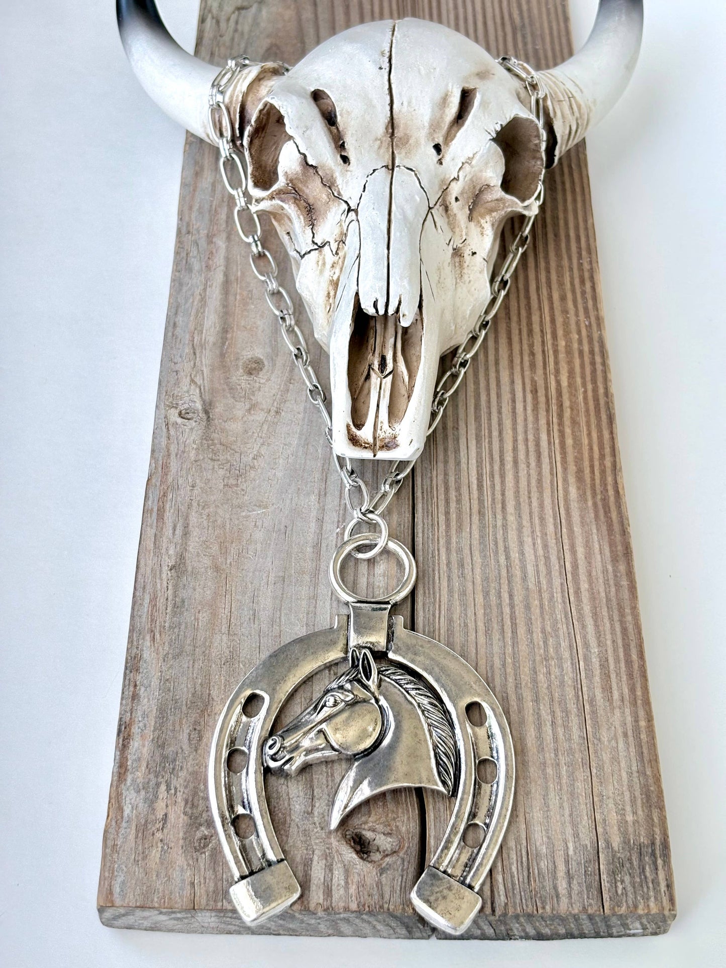 Western Horse with Horseshoe Statement Necklace