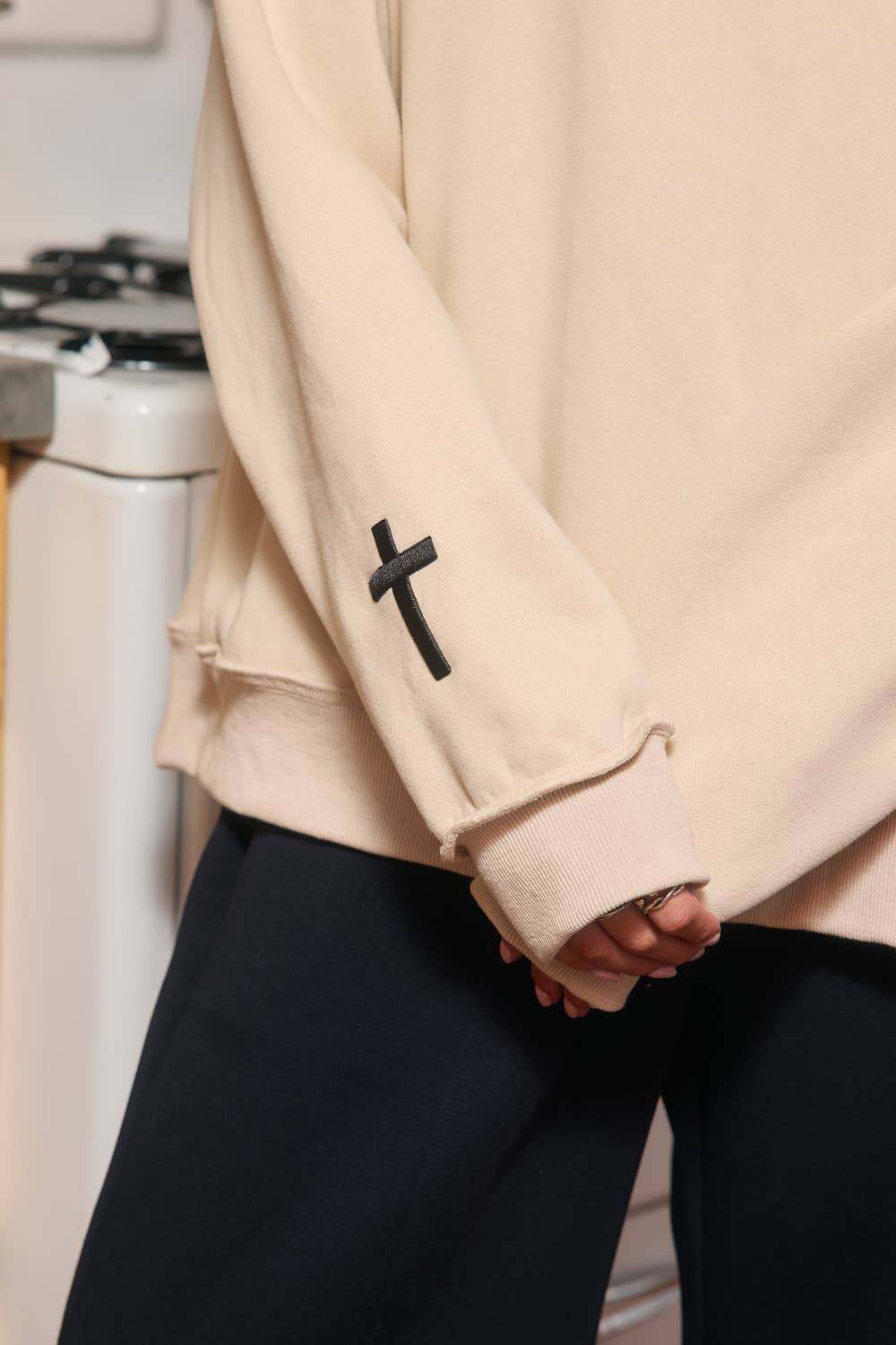CHRIST IS KING Embroidered Mock Neck Sweats
