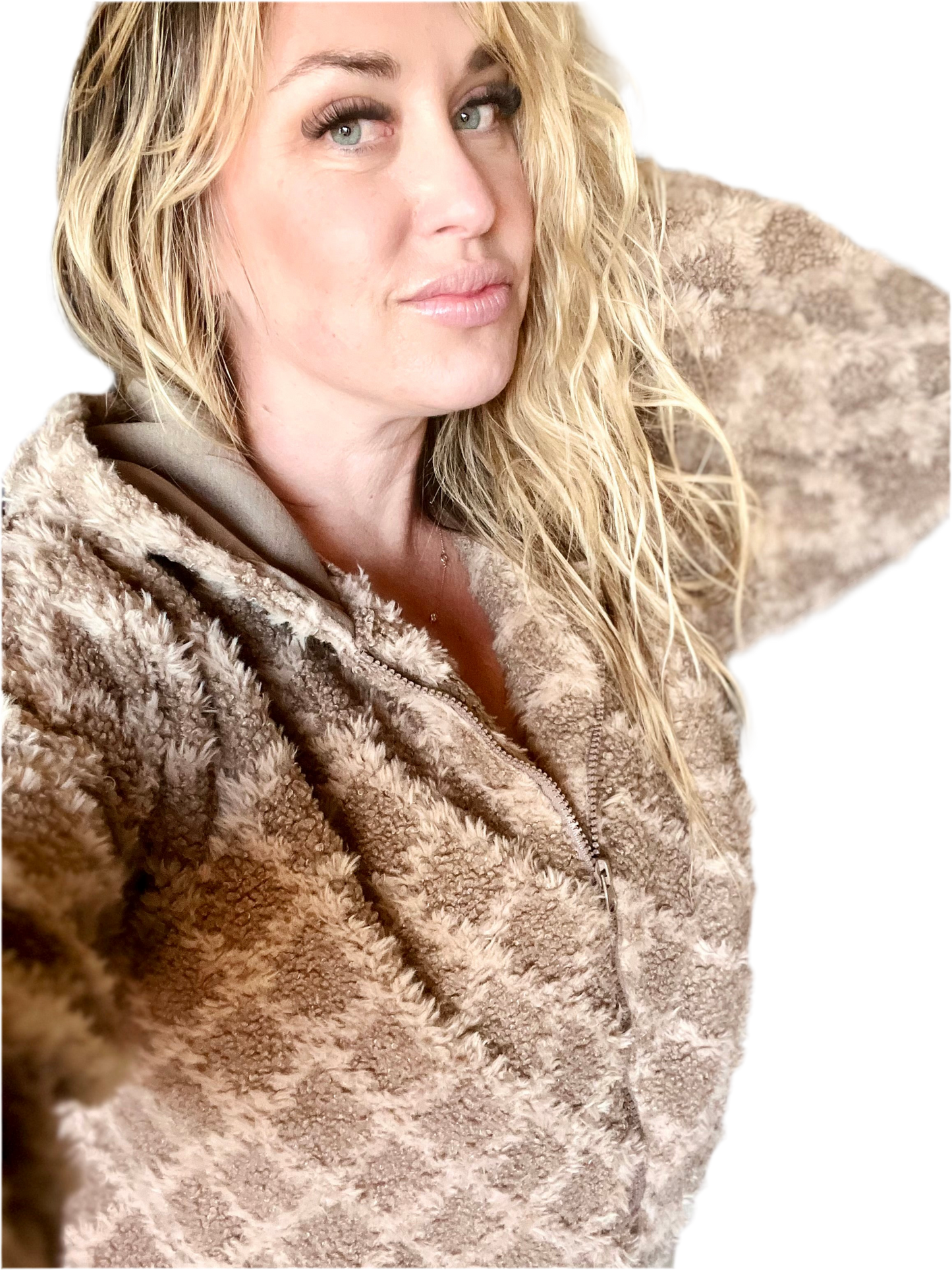 Teddy Fur Mocha Crop Jacket