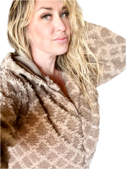 Teddy Fur Mocha Crop Jacket