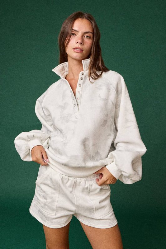 FLORAL PIPER SNAP BUTTON COLLARED SWEATER