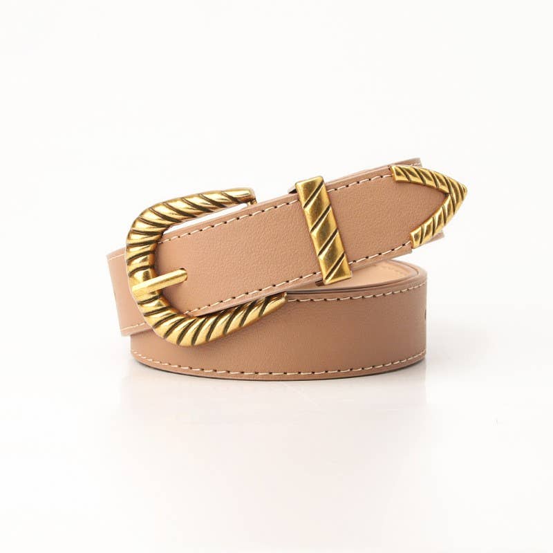 CLASSIC WESTERN CARVED BUCKLE FAUX LEATHER BELT