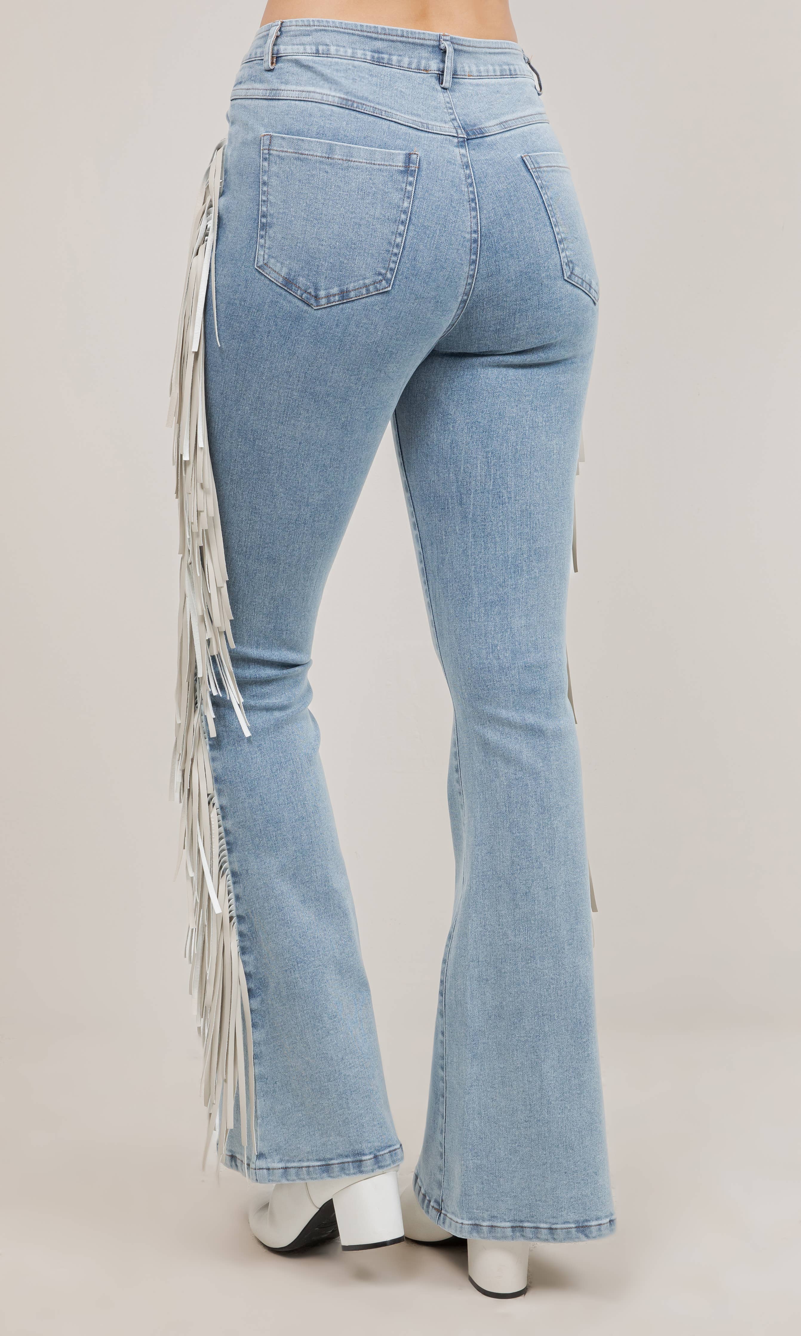LEXI BELLE FRINGE DENIM PANTS – Gone Country Couture