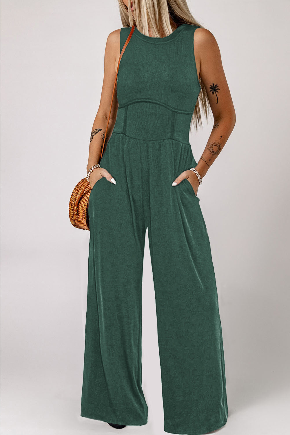 Round Neck Sleeveless Jumpsuit *Online Only*