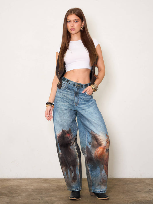 Howdy Horse Print jean **Coming July**