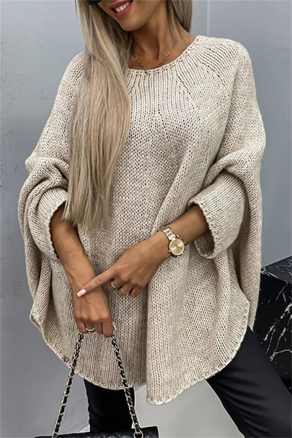 Round Neck Batwing Sleeve Sweater *Online Only*