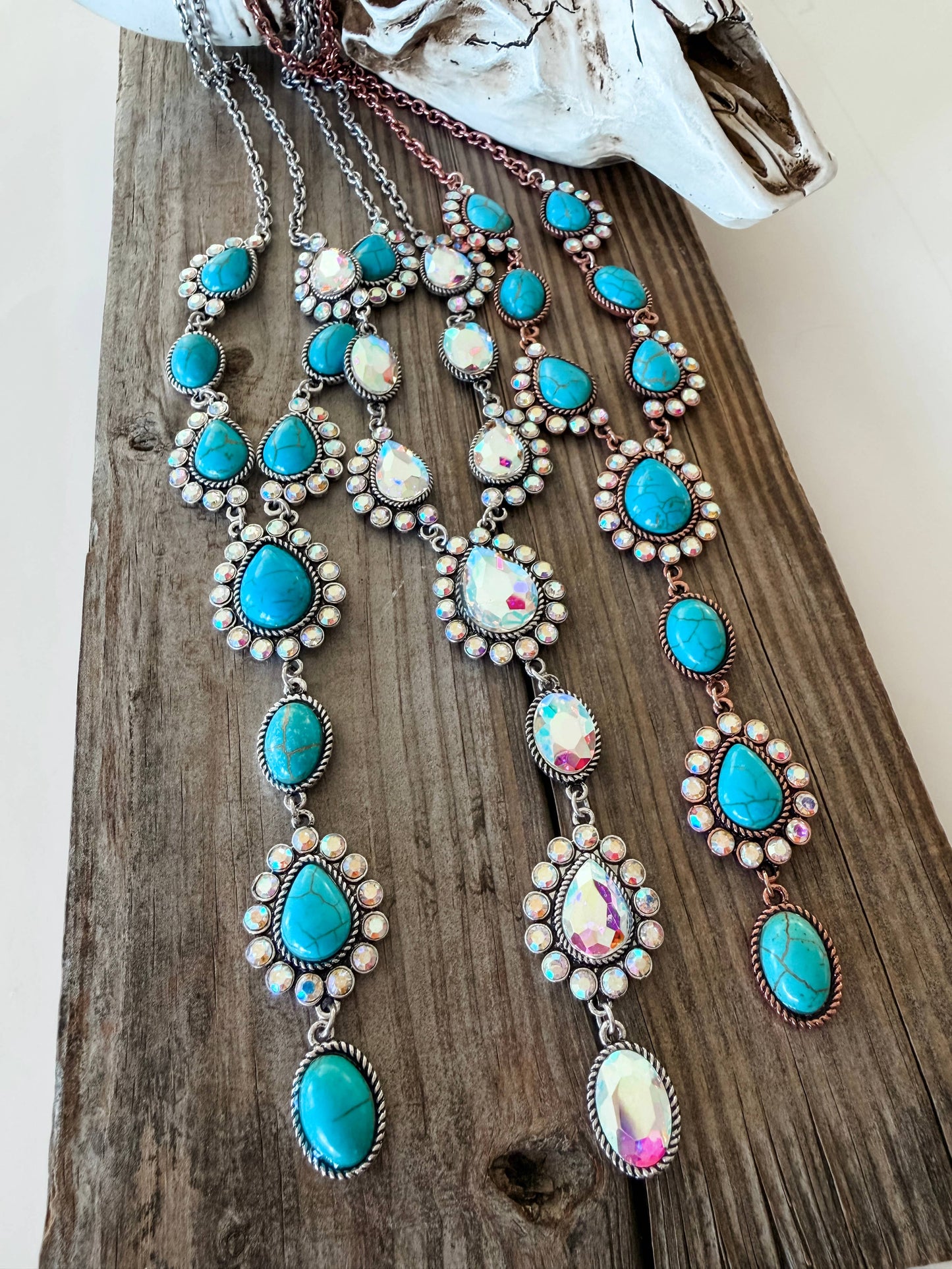 Western Turquoise Stone Y Necklace