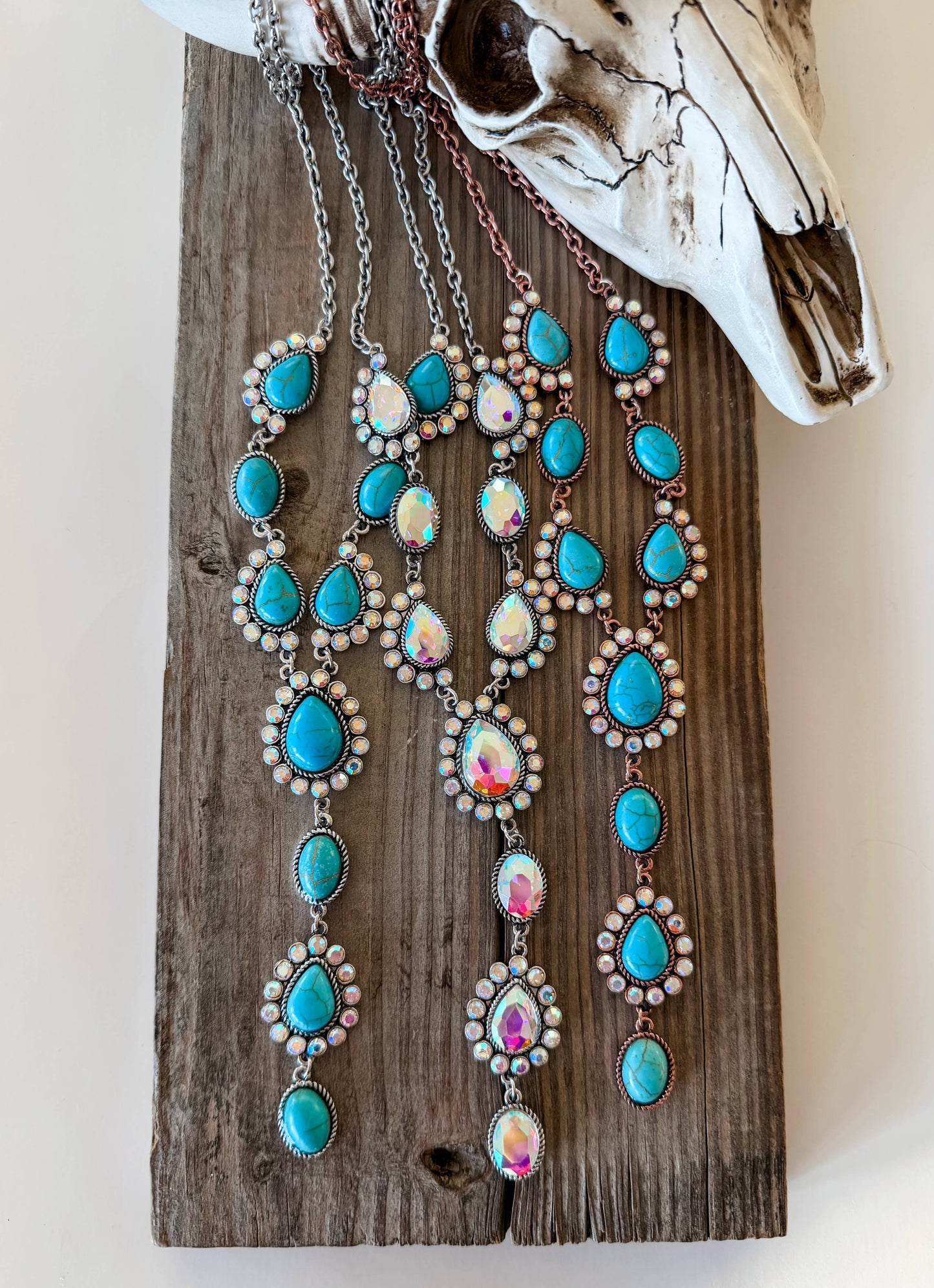 Western Turquoise Stone Y Necklace