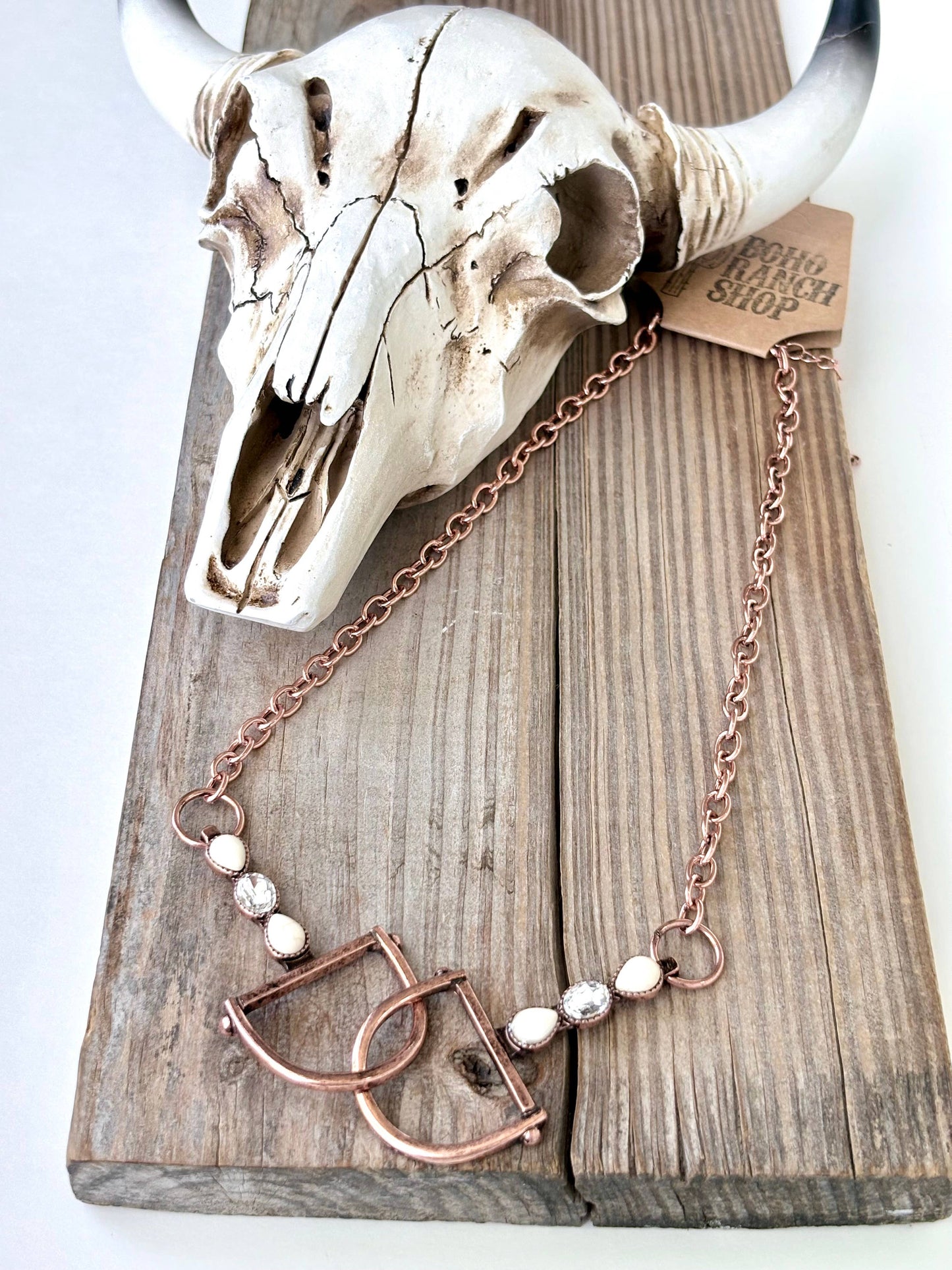 Western Horse Bit Turquoise Stone Pendant Necklace