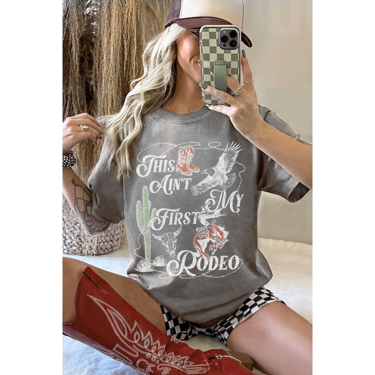 THIS AINT MY FIRST RODEO OVERSIZED MINERAL GRAPHIC TEE