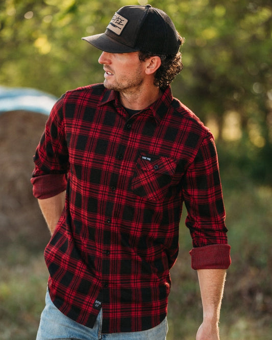 Yee Yee Red Plaid Stretch Flannel