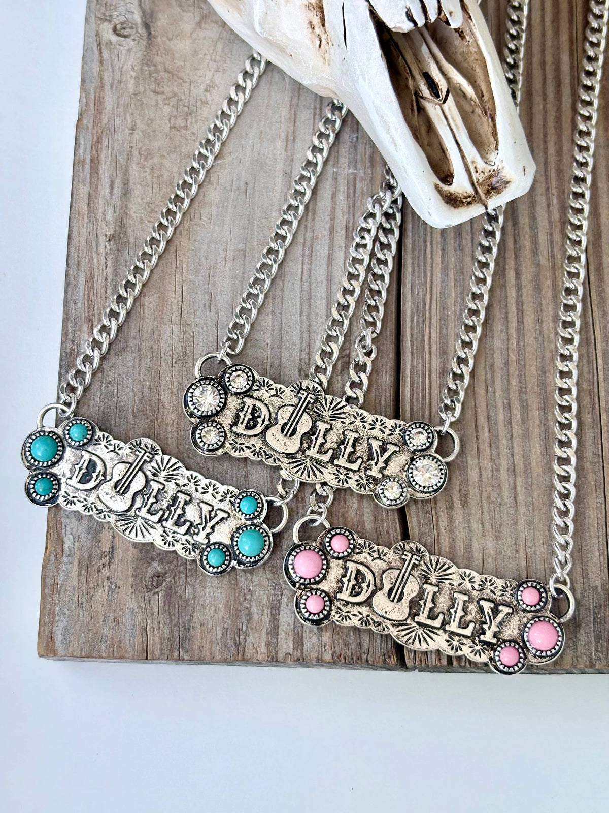 Queen Dolly Guitar Bar Pendant Necklace