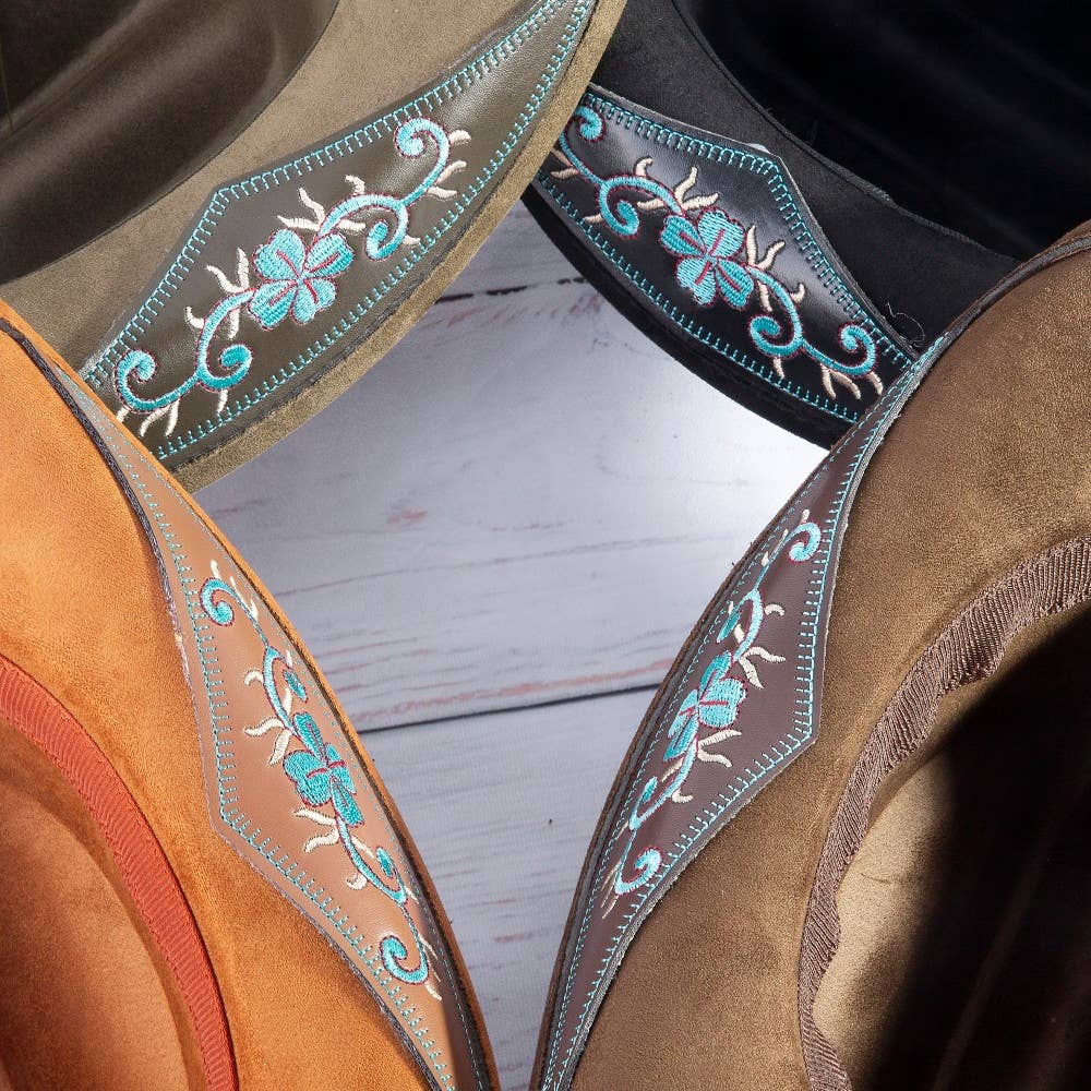 Western Embroidered Floral Strap Concho Cowboy Hat