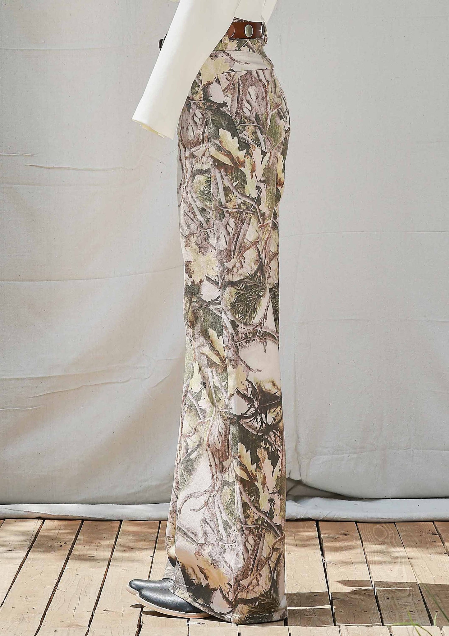 High-Rise Camo Print Wide Leg Jeans