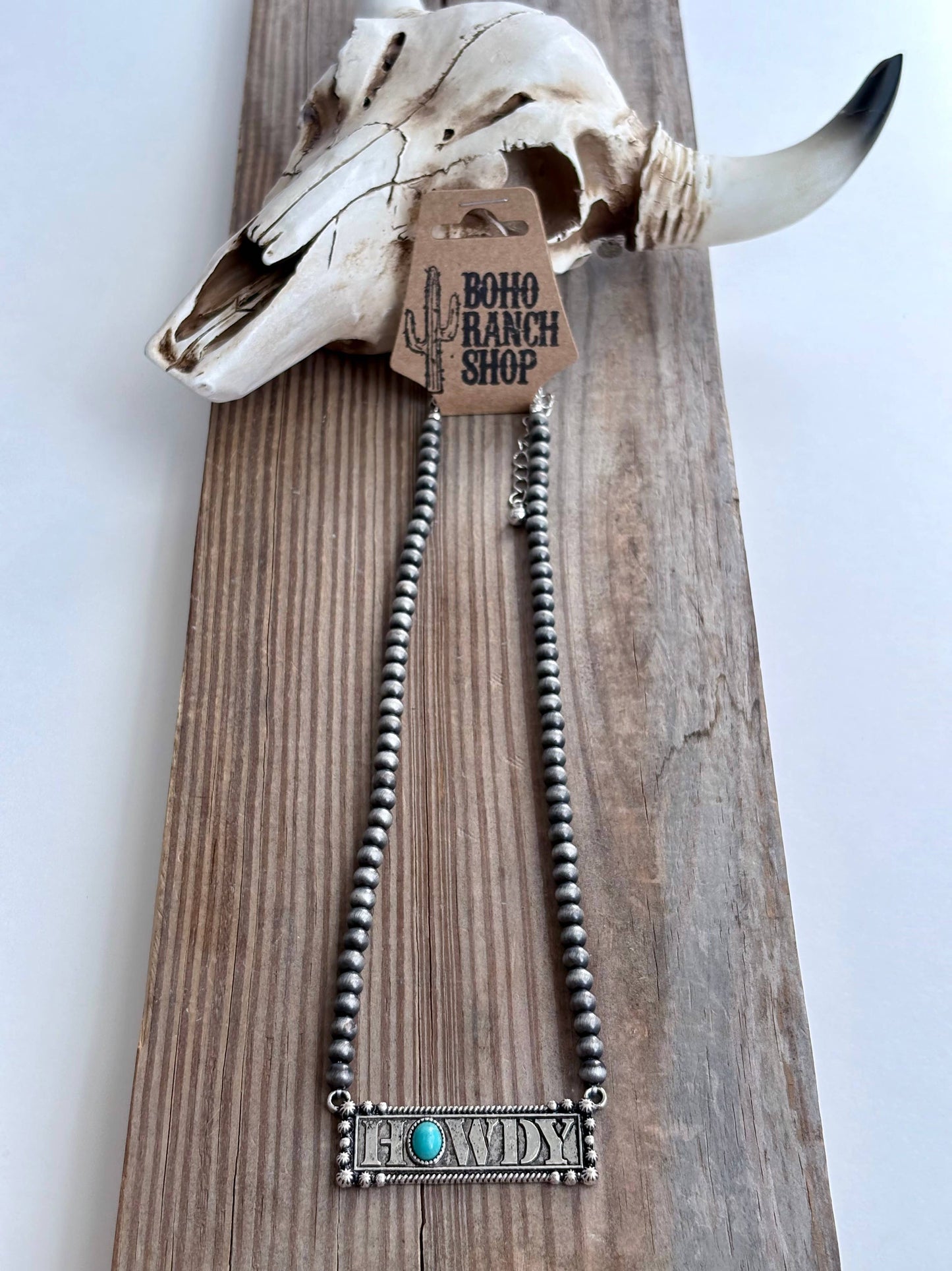 Western Bar Pendant Navajo Pearl Bead Necklace