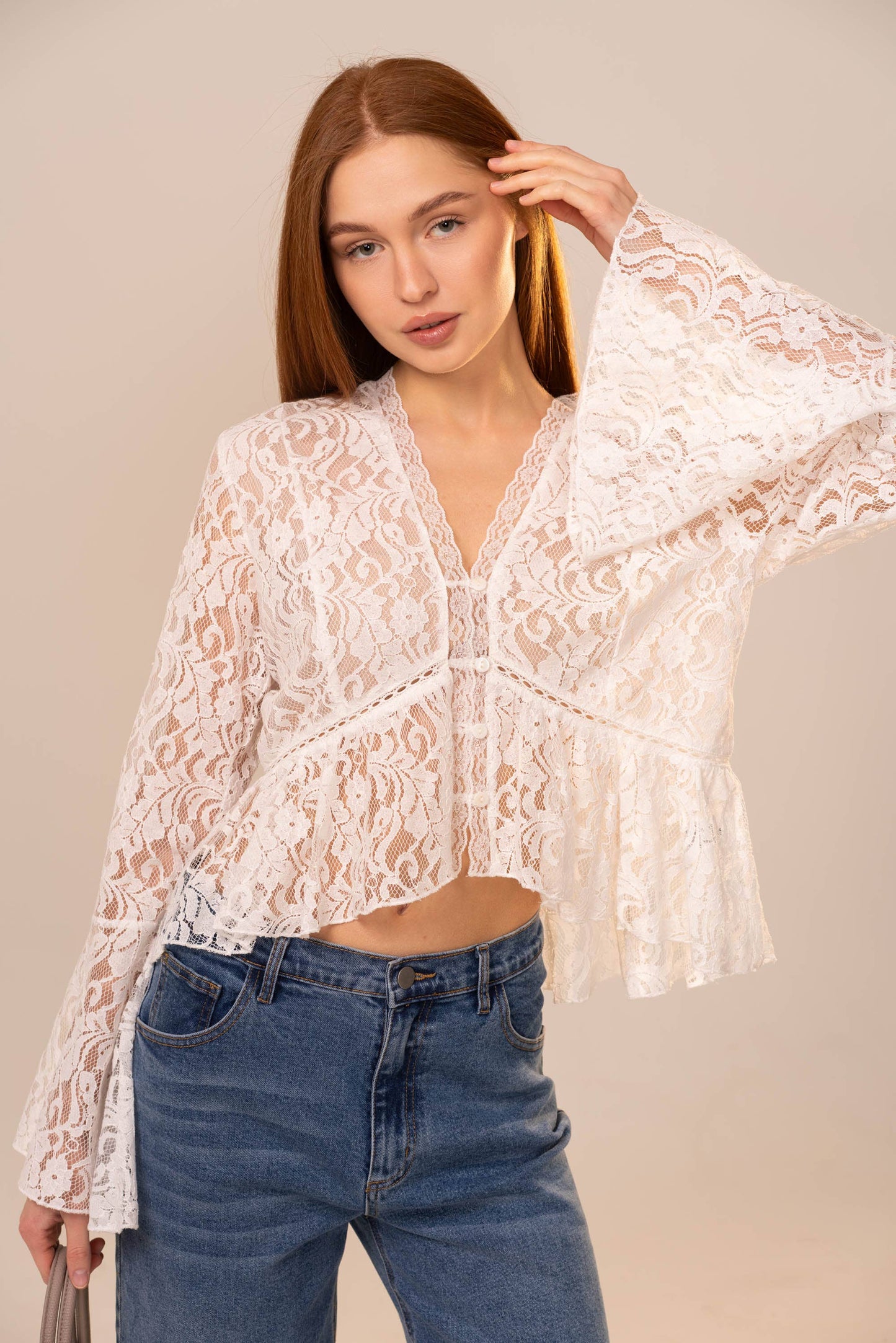 Prairie Angel Peplum Lace Blouse