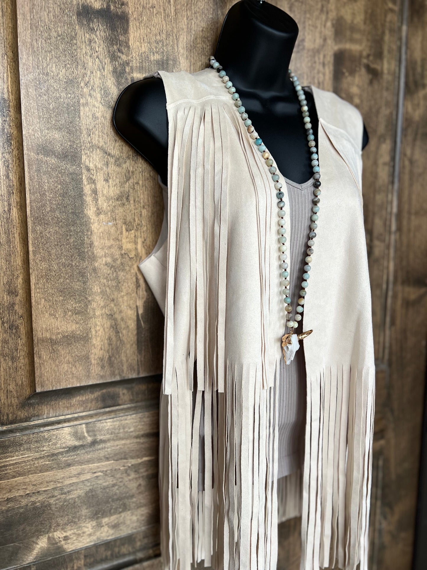 Studded Suede Fringe Vest
