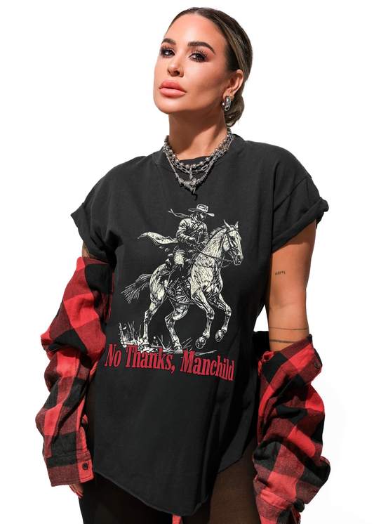 NO THANKS, MANCHILD SIDE SLIT TEE *PRE-ORDER NOW*