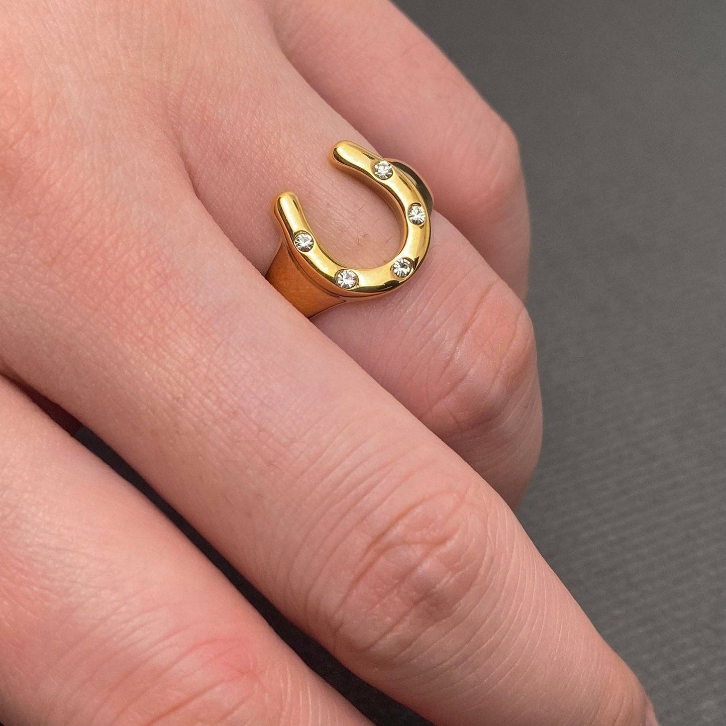 Horseshoe 18K Gold Plated S.Steel Ring
