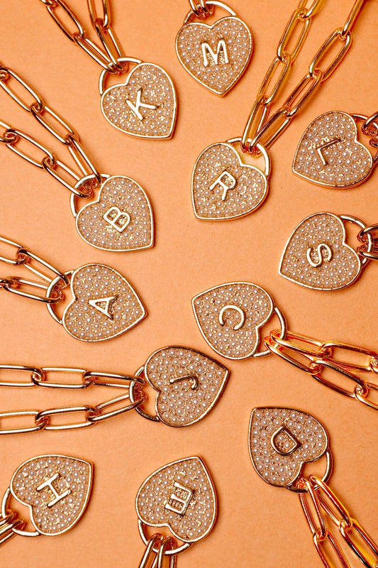 INITIAL HEART LOCK CHARM NECKLACE