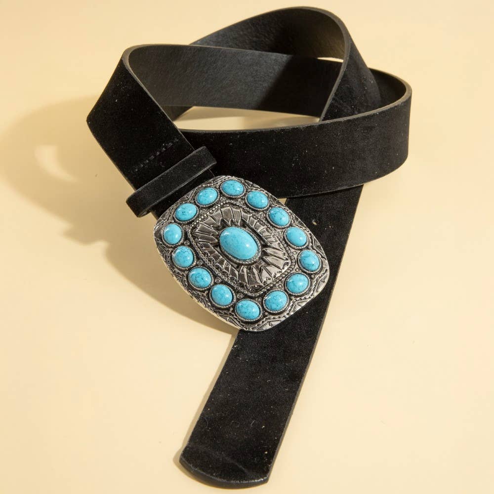 Turquoise Stone Western Concho Buckle Belt