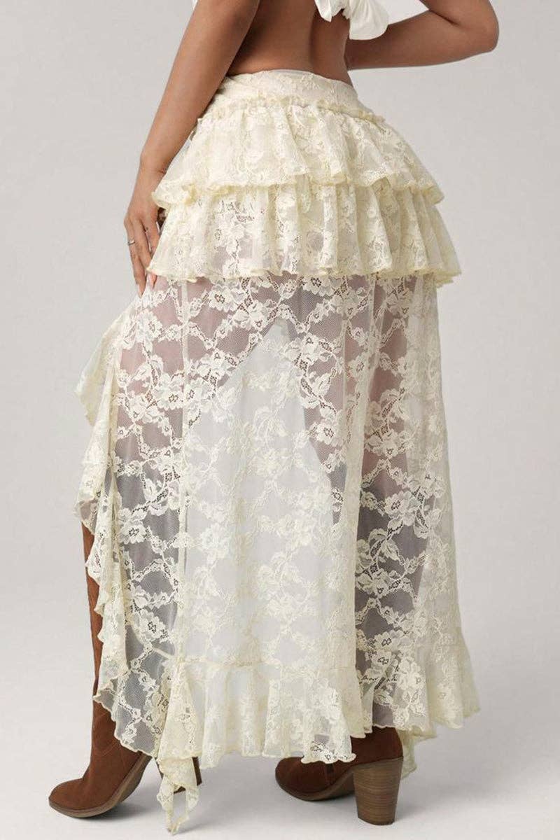Desert Belle Lace High Low Skirt