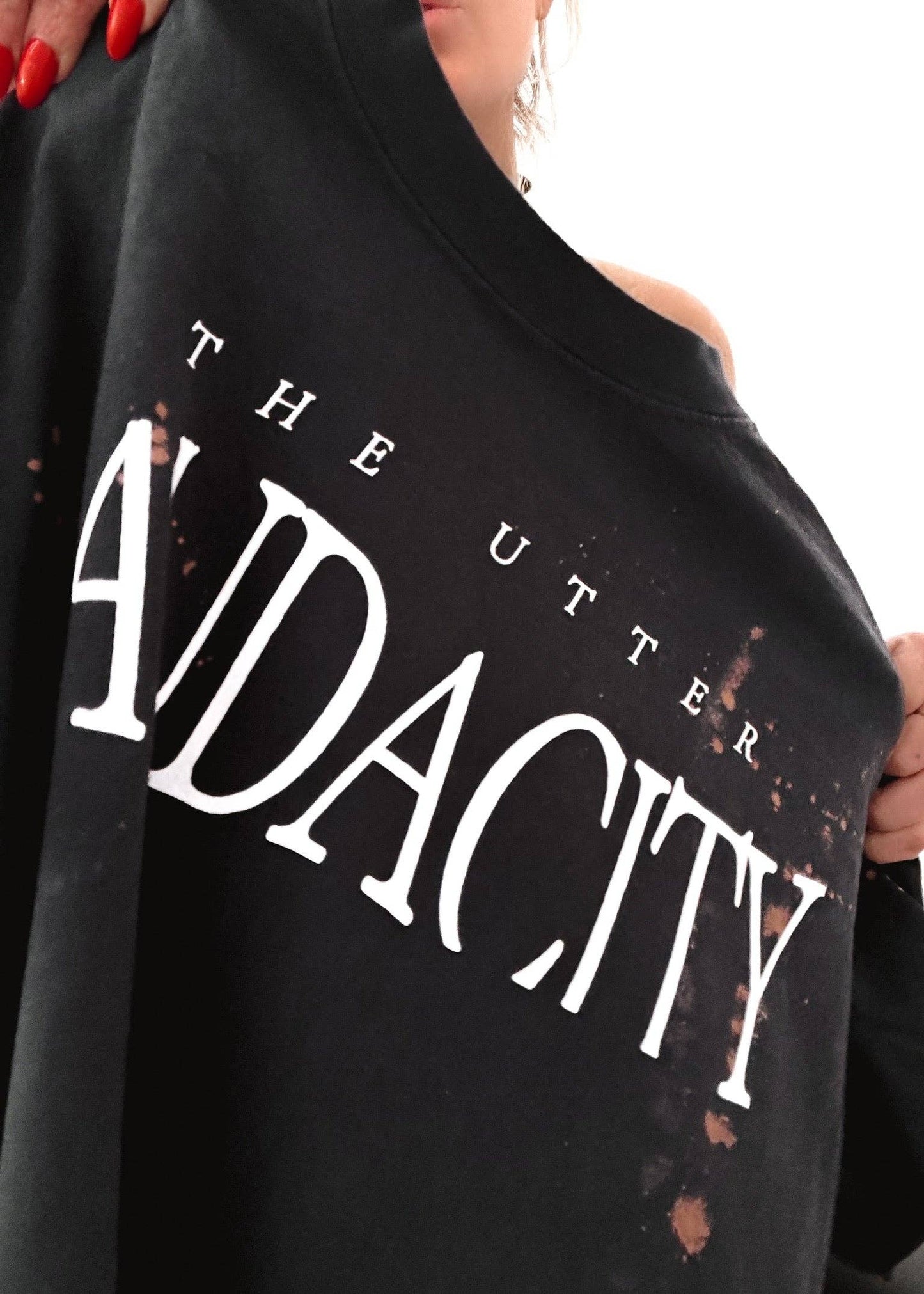 THE UTTER AUDACITY BLEACHED OUT SIDE SLIT TEE