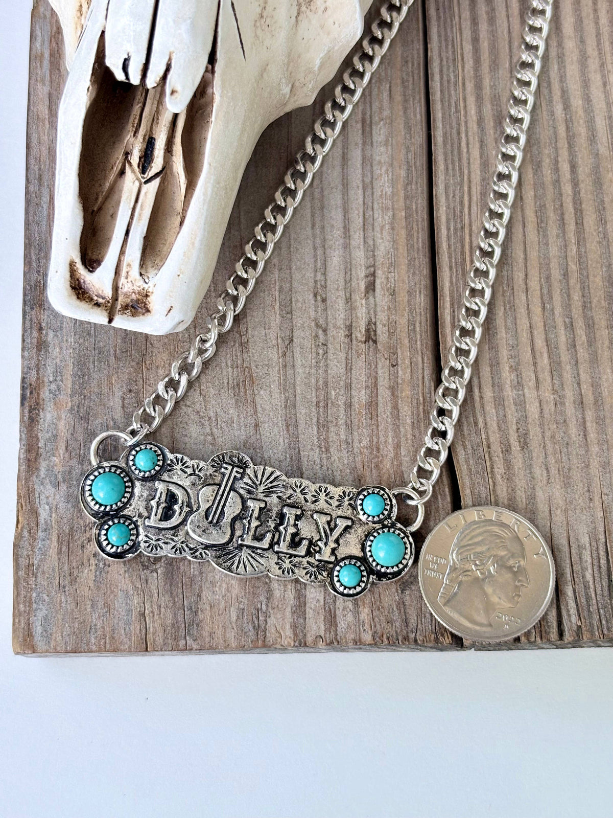 Queen Dolly Guitar Bar Pendant Necklace