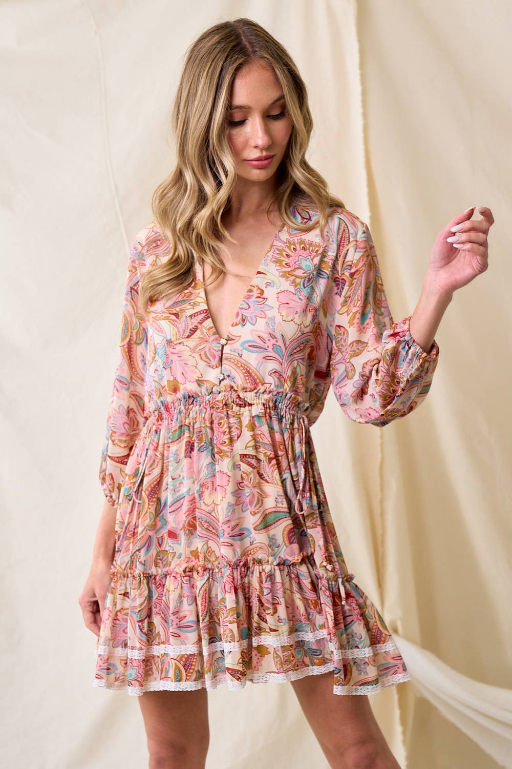 WESTERN PAISLEY FLORAL TIER DRESS