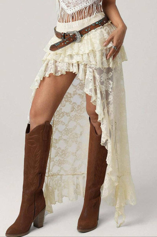 Desert Belle Lace High Low Skirt