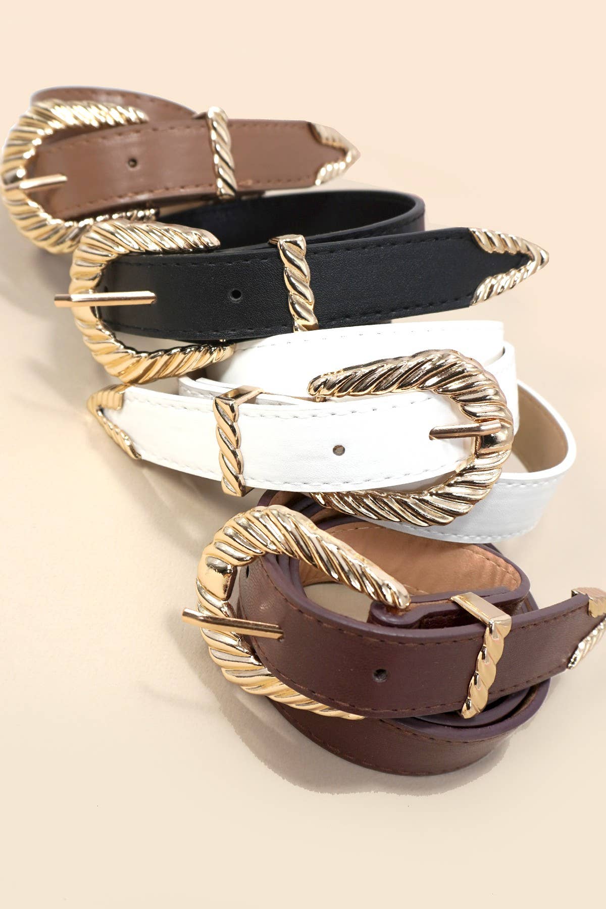 CLASSIC WESTERN CARVED BUCKLE FAUX LEATHER BELT