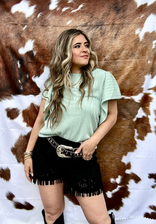 Ashley Flutter Sleeve Top