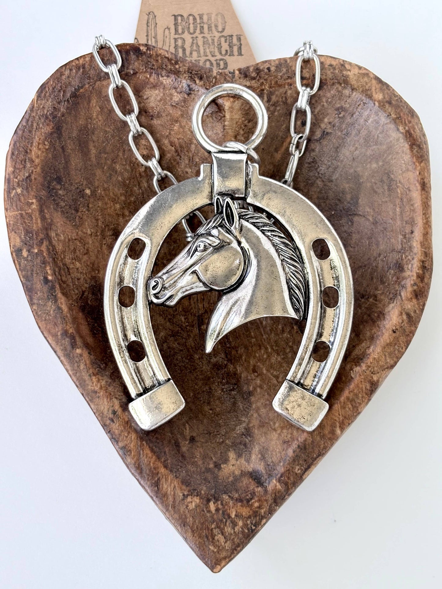 Western Horse with Horseshoe Statement Necklace