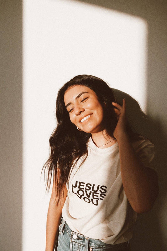 Jesus Loves You tan Tee