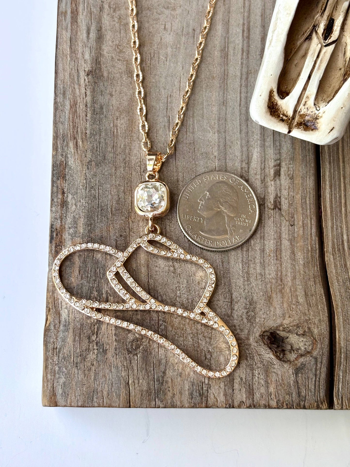 Western Style Rhinestone & Glass Stone Pendant Necklace