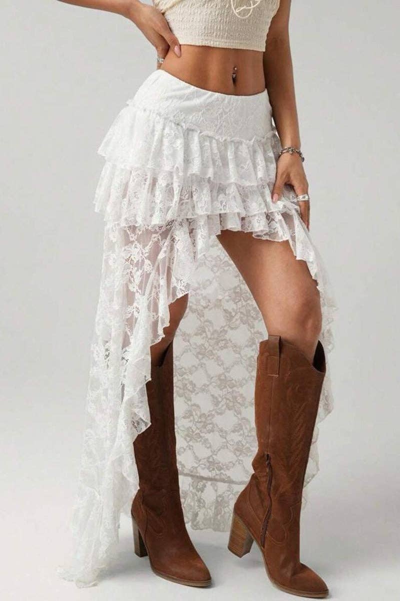 Desert Belle Lace High Low Skirt
