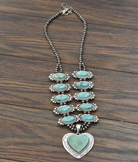 Harper Squash Blossom Turquoise Necklace