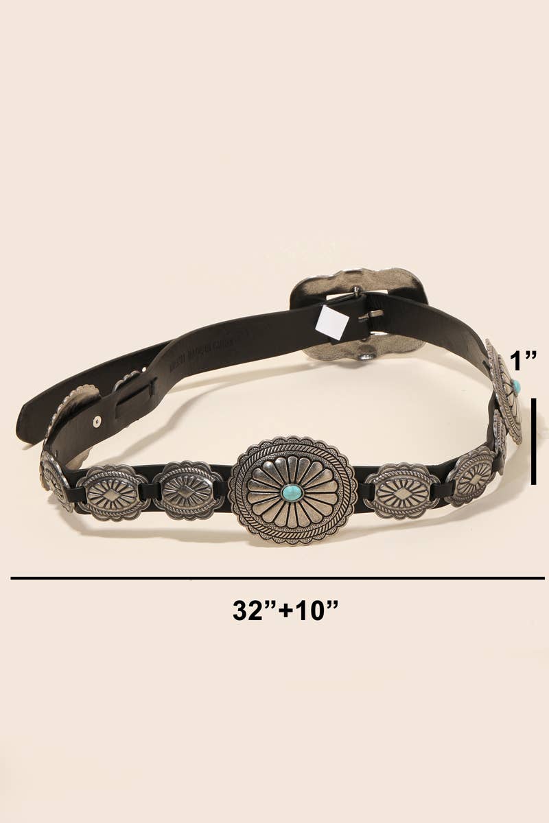 Faux Leather Western Concho Western Belt
