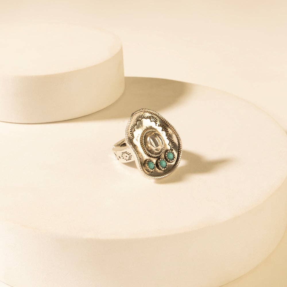 Western Crown Ring in Turquoise