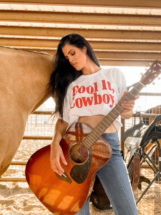 COOL IT COWBOY GRAPHIC CROP