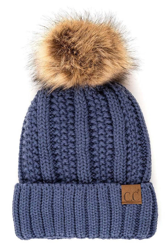 CC Bold Faux Fur Accented Beanie