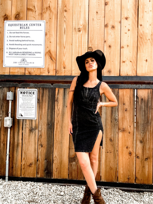Lexi Slim Split Denim Dress