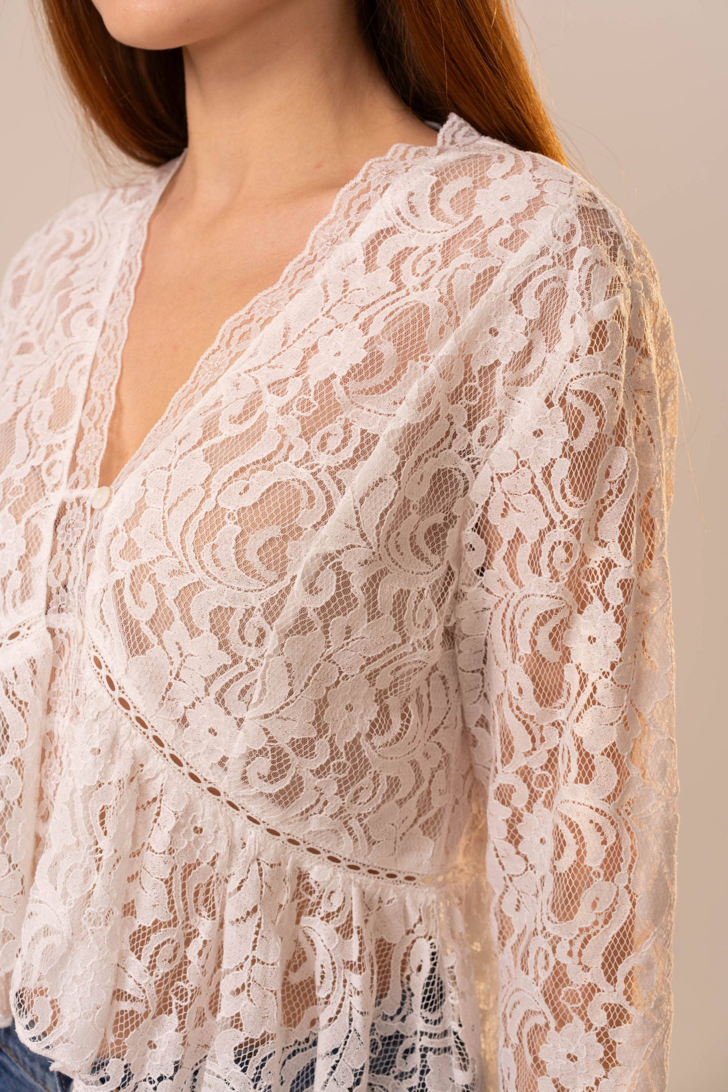 Prairie Angel Peplum Lace Blouse