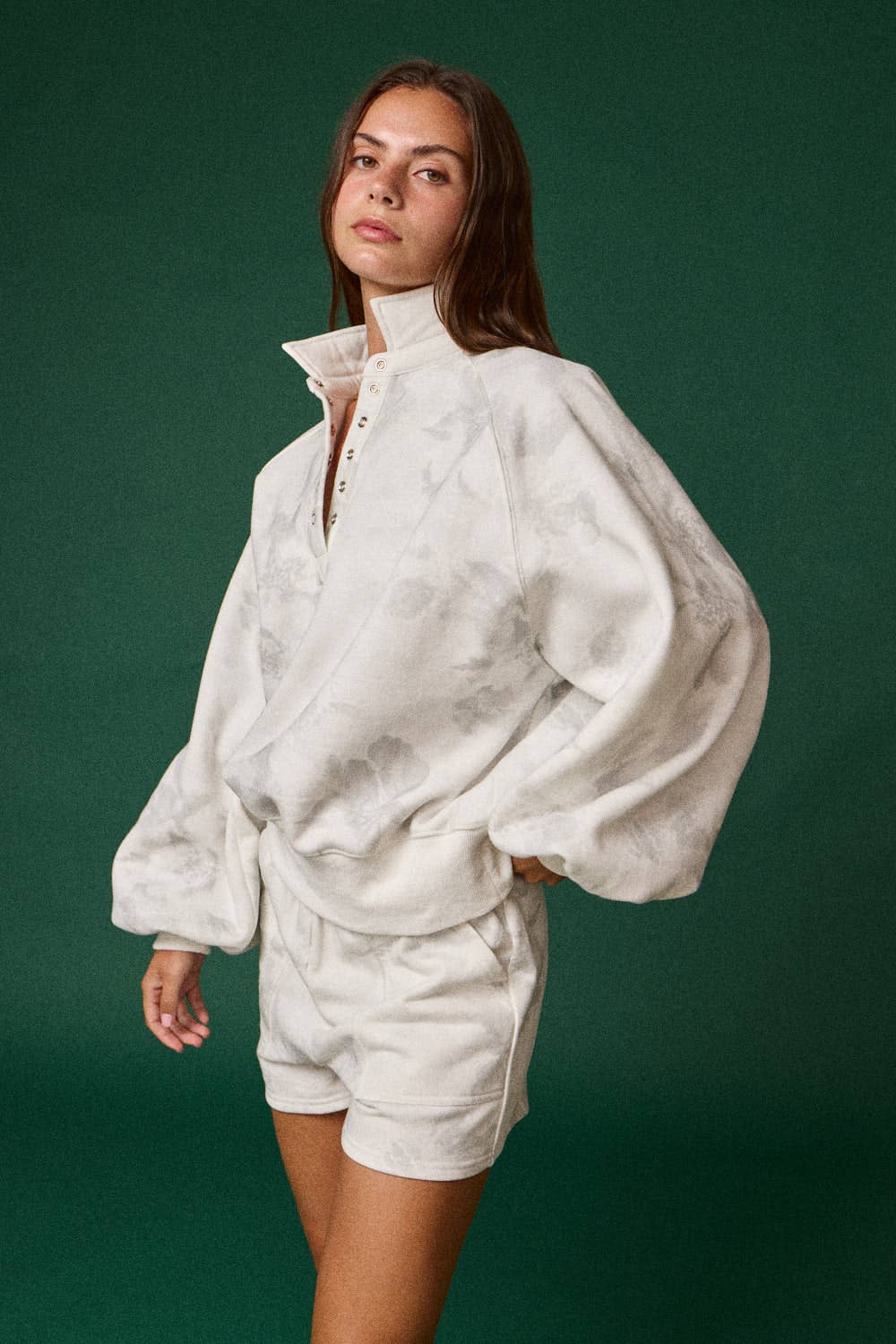 FLORAL PIPER SNAP BUTTON COLLARED SWEATER