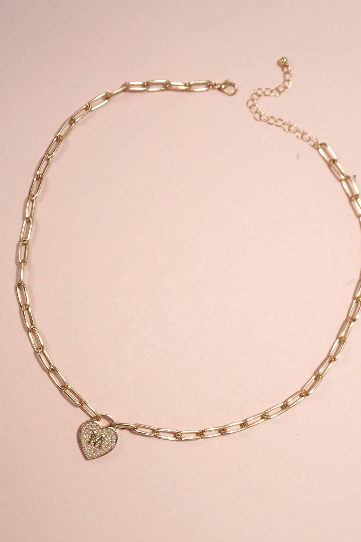 INITIAL HEART LOCK CHARM NECKLACE