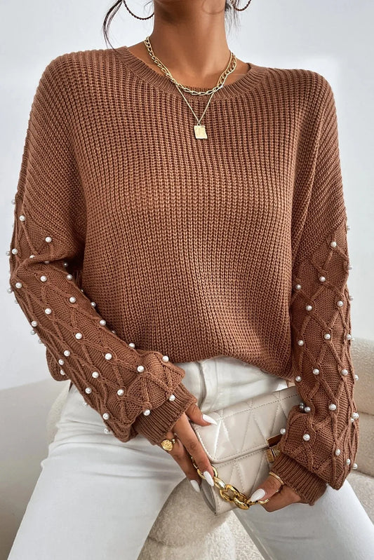 Pearl Round Neck Long Sleeve Sweater *Online Only*